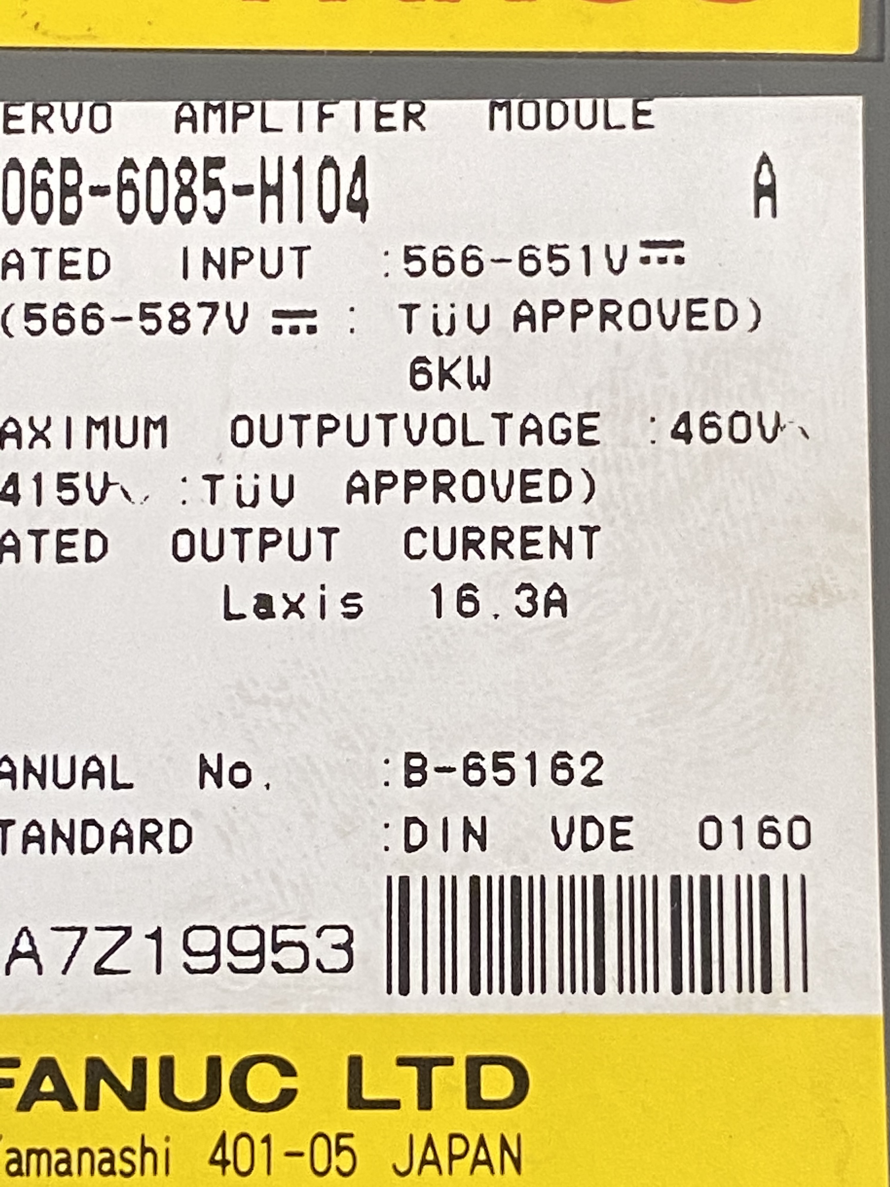 Fanuc Variateur d'axe A06B-6085-H103